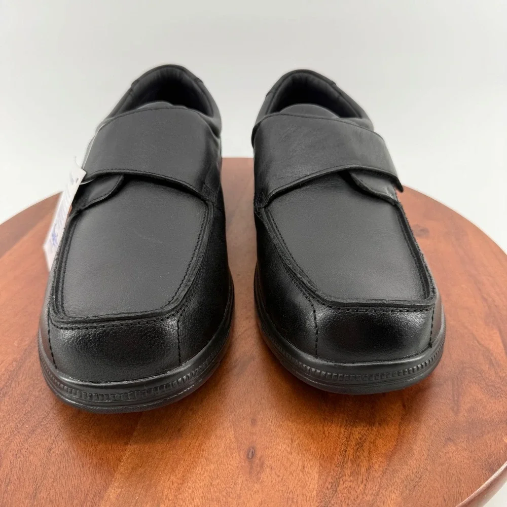 SureFit London Black‎ Leather Wide Hook Loop Strap Comfort Shoes Men's 13 WIDE